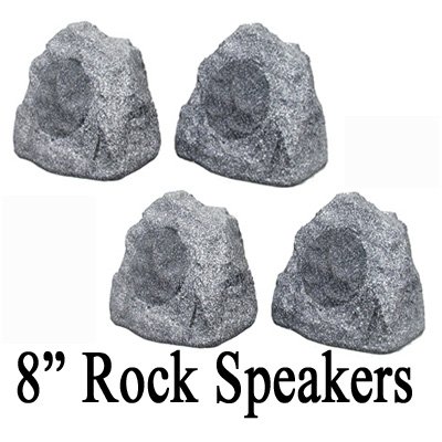 2 Pairs of New 8 Woofers Outdoor Garden Waterproof Granite Rock Patio Speakers 4R8G