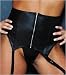 Plus Size Leather Garterbelt with Zipper and Lace Back in Black 1x 2x 3x