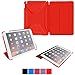 iPad Air 2 Case, Apple iPad Air 2 Smart Cover, rooCASE Optigon Ultra Slim Fit Thin Lightweight SmartShell PU Leather Folio Case Magnetic Auto Sleep Wake - Support 2n1 Stand for iPad 6, Red