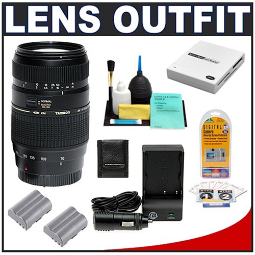 Tamron AF 70-300mm F/4-5.6 Di LD Macro Lens + 2 EN-EL3e Batteries with Charger + Accessory Kit for Nikon D3, D700, D300, D200, D90, D80, D60, D40 & D40x Digital SLR Cameras