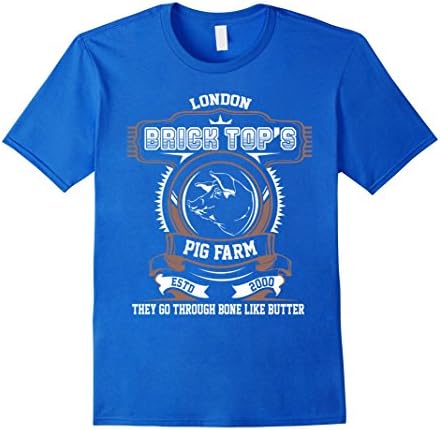 Men's LONDON BRICK TOP'S PIG FARM -FUNNY RETRO MOVIE T SHIRT Large Royal Blue
