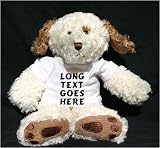 Plush Dog (Dog Tired) toy with Long Text Goes Here