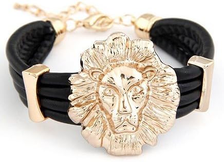 Crystal Thai Jewelry Fashion 18k gold simple lion king head leather bracelet simple