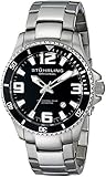 Stuhrling Original Men's 395.33B11 Aquadiver Regatta Champion Swiss Quartz Date Stainless Steel Link Bracelet Black Dial Dive Watch