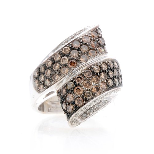 18k White Gold 4 Ct White & Champagne Diamond 