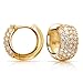 5 Five Row Pave Cubic Zirconia Wide Huggie Hoop Earrings For Women 14K Gold Plated .925 Sterling Silver