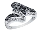 Black and White Diamond Ring 2/5 Carat (ctw) in 14K White Gold