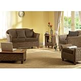 Wicker Suite Set Brown - Conservatory Furniture - Rattan - 3 Piece - Aintree