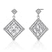 Vintage Fest: Sterling Silver Art Deco Inspired Filigree Lace motif Bridal Jewelry Post Earrings with CZ Diamonds