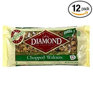 Diamond Nuts Walnuts, Chopped, 8-Ounce Bags (Pack of 12) by Diamond Nuts
