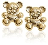 14k Yellow Gold Children's Teddy Bear Earrings
