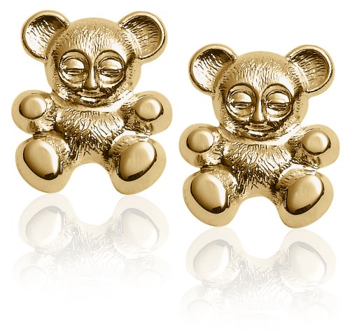 14k Yellow Gold Children's Teddy Bear Earrings