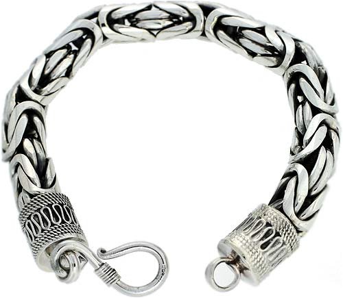 Super Heavy Sterling Silver 3/8 ( 10 mm ) Round Byzantine  BALI  Chain.