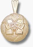 Mississippi State Bulldogs M State Basketball Pendant - 14KT Gold Jewelry