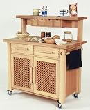 Littlecote Beech Butchers Block Kitchen Trolley & Top Shelf