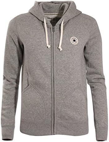 Converse Womens All Star Chest Logo Zip Front Sweat Hoodie Light Grey Melange - L (UK 14)