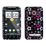 HTC EVO 4G - Hot Pink Stars on Black Hard Plastic Skin Case Cover