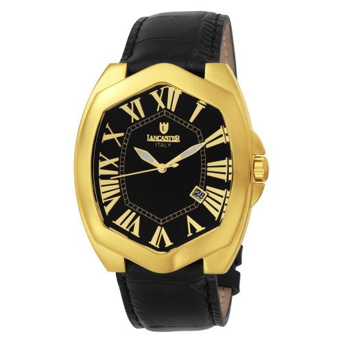 Lancaster Men's  OLA0312YG/NR/NR Hexagon Large Black Dial Watch Model