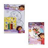 Dora the Explorer Gift Set Coluring Set with Colouring Pencils and Paint Your Own Canvas Set