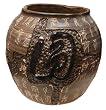 Hand thrown ceramic pottery vase, etched chinese calligraphy