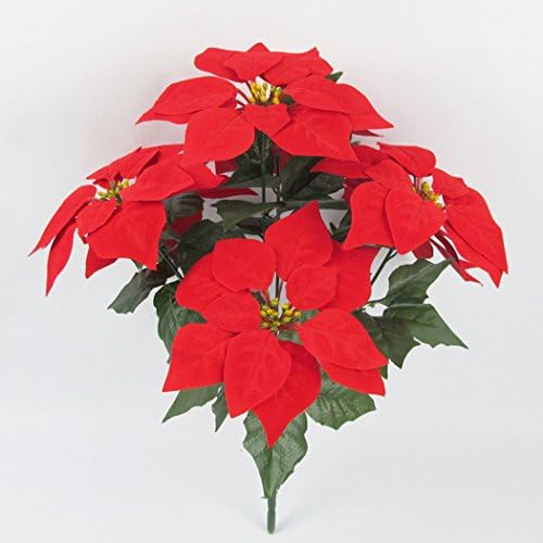 G2L Poinsettia Christmas Flower Auspicious Festive Home Decor x5 Red Artificial Flower (Pack of 2)
