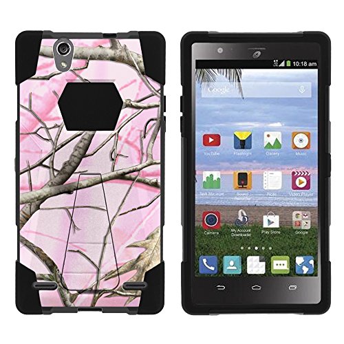 ZTE Lever Case, Full Body Fusion SHOCK Impact Kickstand Case Pink Hunter Camouflage