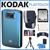Kodak PlayTouch HD Video Camera REFURBISHED in Teal + 4GB Accessory Kit