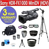 Sony HDR-FX1000 HD MiniDV (HDV) Handycam¨ + .45x Wide Angle Lens + 2X Telephoto Zoom Lens + +1, +2, +4, +10 4 Piece Close Up Macro Kit + 3 Piece Multi-Coated Glass Filter Kit + Extra High Capacity Li-Ion Battery + Premier Video Light + Deluxe Padded Camcorder Bag + 62 Titanium Anodized Tripod + 6 Piece Accessory Kit + 3 Year Warranty Repair Contract