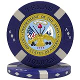 U.S. ARMY Seal on Blue Big Slick Texas Hold'em Poker Chip