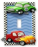 Wall Plates: RACE CAR Single SWITCHPLATE COVER Hot Rod HOME DECOR