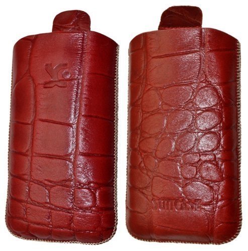 Suncase Ledertasche f&uuml;r Samsung SGH F480 F480i croco-rot Preisvergleich