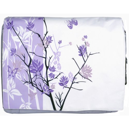 15.4 inch Purple Sparse Floral Laptop Notebook Padded Compartment Shoulder Messenger Bag