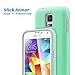Galaxy S5 Case, S5 Case, ULAK [SLICK ARMOR] Rugged Pattern Grip Dual Layer [Bumper] Case Cover for Samsung Galaxy S5 i9600 S V SV- (Mint/Gray)