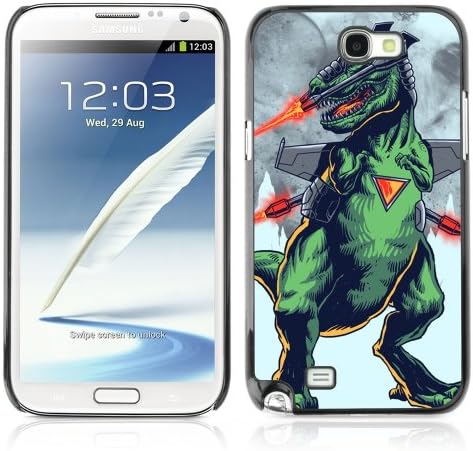 ARTCASES CollectionsTM Black Hard Back Case for Samsung Galaxy Note II ( Funny T-Rex & Lasers LOL )