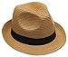 Wonderful Fashion Men's Short Brim Straw Fedora Hat with Summer Low Cut Sock