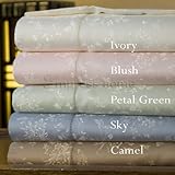 Cotton/Silk Floral Sheet - Queen Fitted - Blush