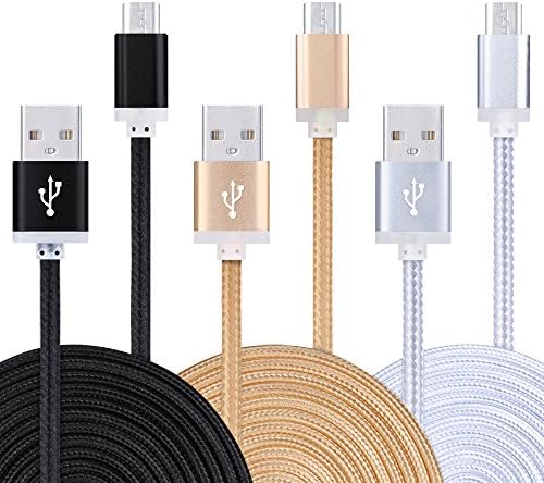 Ineer 3-Pack Micro USB Cable Premium Nylon Braided 6FT USB 2.0 A Male to Micro B Charger Cable for Android, Samsung Galaxy S7, S6, Note 5, HTC, LG, Sony, Blackberry and More Android Device
