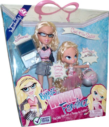 Bratz Passion For Individuality World Familiez 2 Pack Doll Set - Cloe (As a Little Kid) and Her Big Sister Sonya with Cool Accessories (