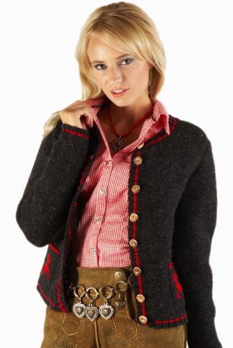 urige TRACHTEN STRICKJACKE Nola anthrazit linkslinks, Größe 40