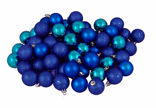 96ct Tidal Wave Blue Shatterproof 4-Finish Christmas Ball Ornaments 1.5 (40mm)