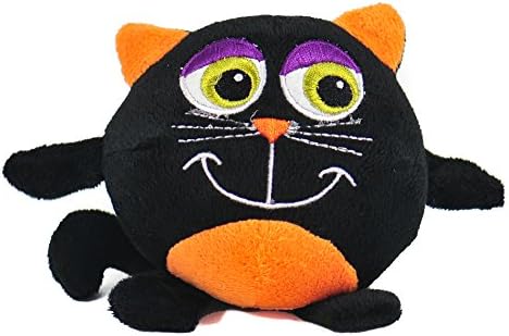 Grinning Stuffed Squeaky Halloween Dog and Cat Toy, Black & Orange Cat