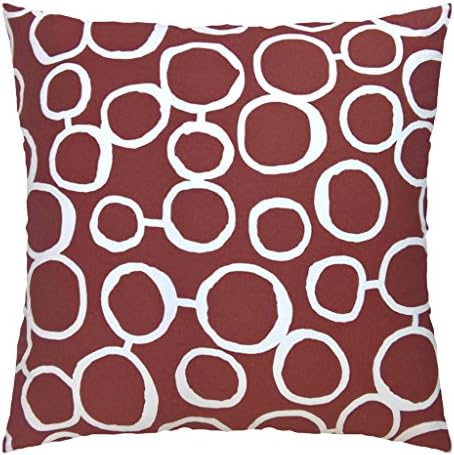 Cotton Canvas Circle Two Side Square Accent Decorative Throw Pillow Cover (Brown/White for 24 x 24 Inserts)