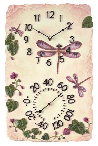 Chaney Instrument 11-Inch by 18-Inch Dragonfly Clock/Thermometer Combo