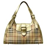 Burberry Ashbury Haymarket Coated Canvas Gold Leather Hobo 3337784