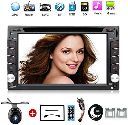 2 Din Car DVD Player with GPS Navigation Car Stereo Video/Radio in Dash Support BT/SWC/USB/SD Full Functions+Waterproof HD Backup Camera