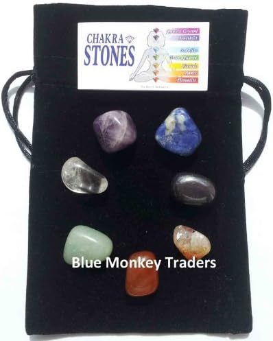 Drawstring Pouch Of 7 Healing Reiki Crystals Tumble Palm Stones For Healing Chakras Energy Gemstones For Use In Yoga, Meditation, Energy Clearing and Cleansing. Tumble Polished Stones. Tumblestones. Beautiful Original, Caring, Loving, Moving Friendship Gift. Birthday Christmas Present by Markway UK Ltd