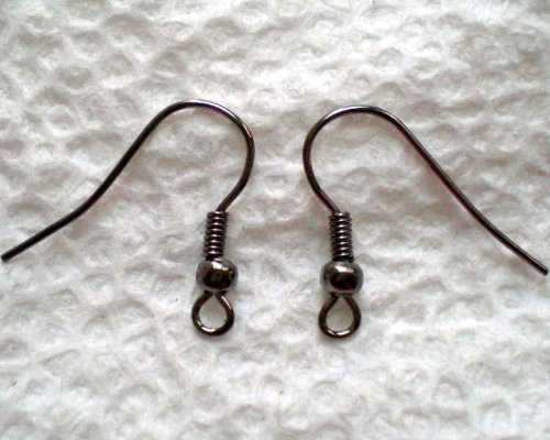 100pcs Ear Wire Fish Hooks 20mm ~Jewelry Making Findings~ (Gun Black)