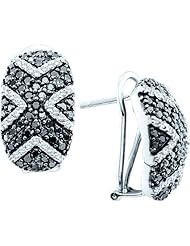 14k White Gold 1.75CT Round White & Black Diamond Earrings