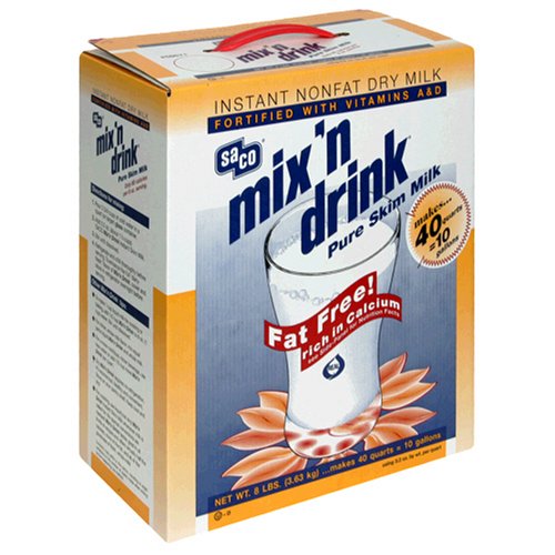 Saco Mix 'n Drink Non Fat Dry Milk, Makes 40 Quarts