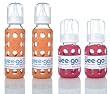 Lifefactory BPA-Free Glass Baby Bottles w/ Silicone Sleeve-4 Pack (9 oz.+4 oz. Orange & Raspberry)